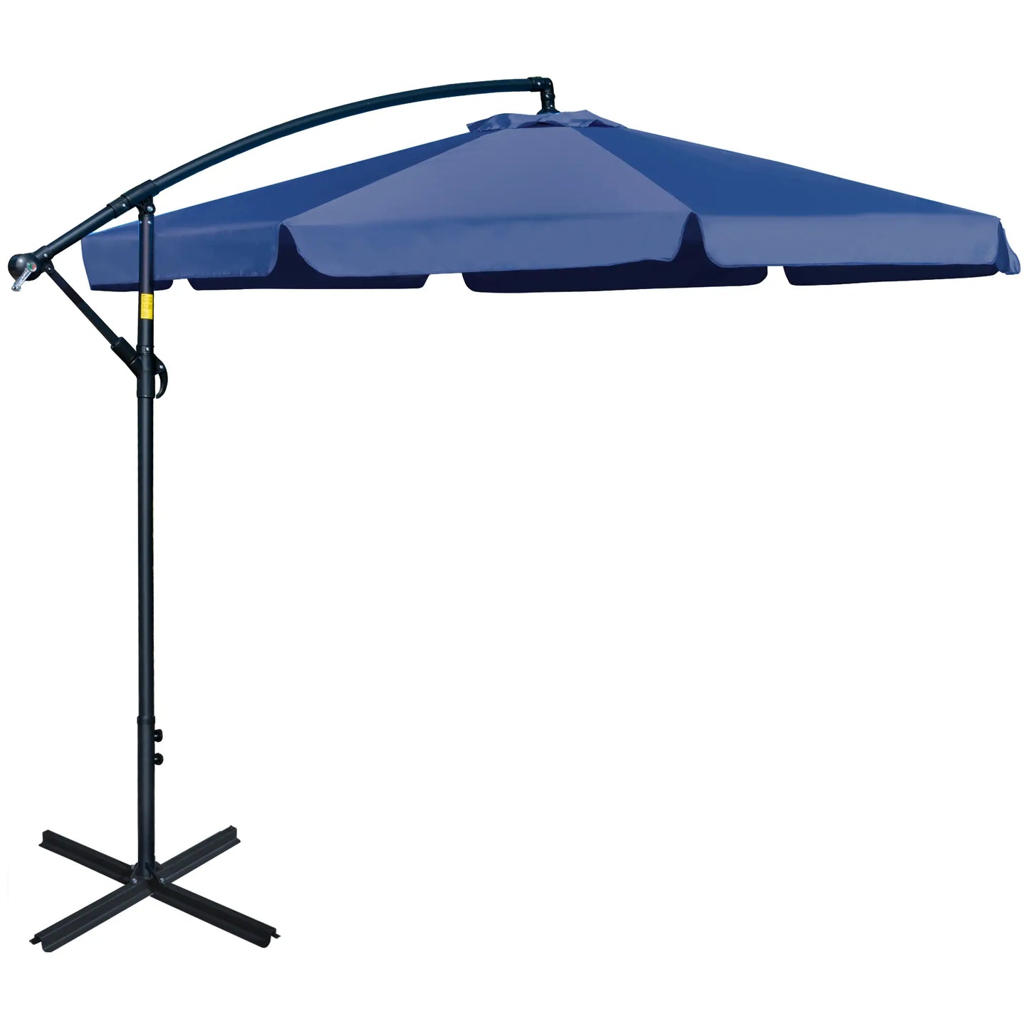 11FT Offset Hanging Patio Umbrella, Easy Tilt, Cross Base, 8 Ribs, Blue Cantilever Umbrellas Blue at Gallery Canada