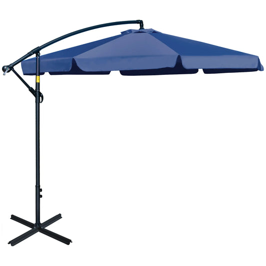 11FT Offset Hanging Patio Umbrella, Easy Tilt, Cross Base, 8 Ribs, Blue Cantilever Umbrellas Blue at Gallery Canada