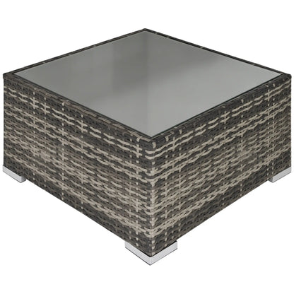 Rattan Coffee Table, 25.6" Square, Tempered Glass Top, Deep Grey Patio Side Tables Deep Grey at Gallery Canada