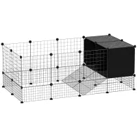 Guinea Pig Cage, 31 Panels, Elevated Huts, Non-Slip Mats, Black Rabbit Hutch Black at Gallery Canada