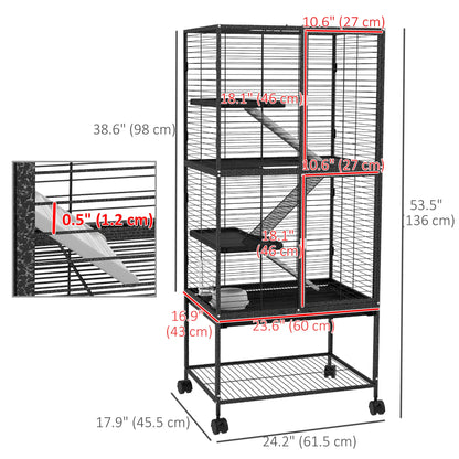 Small Animal Cage 53.5"H, Removable Tray, Storage Shelf, Dark Grey Houses & Habitats at Gallery Canada