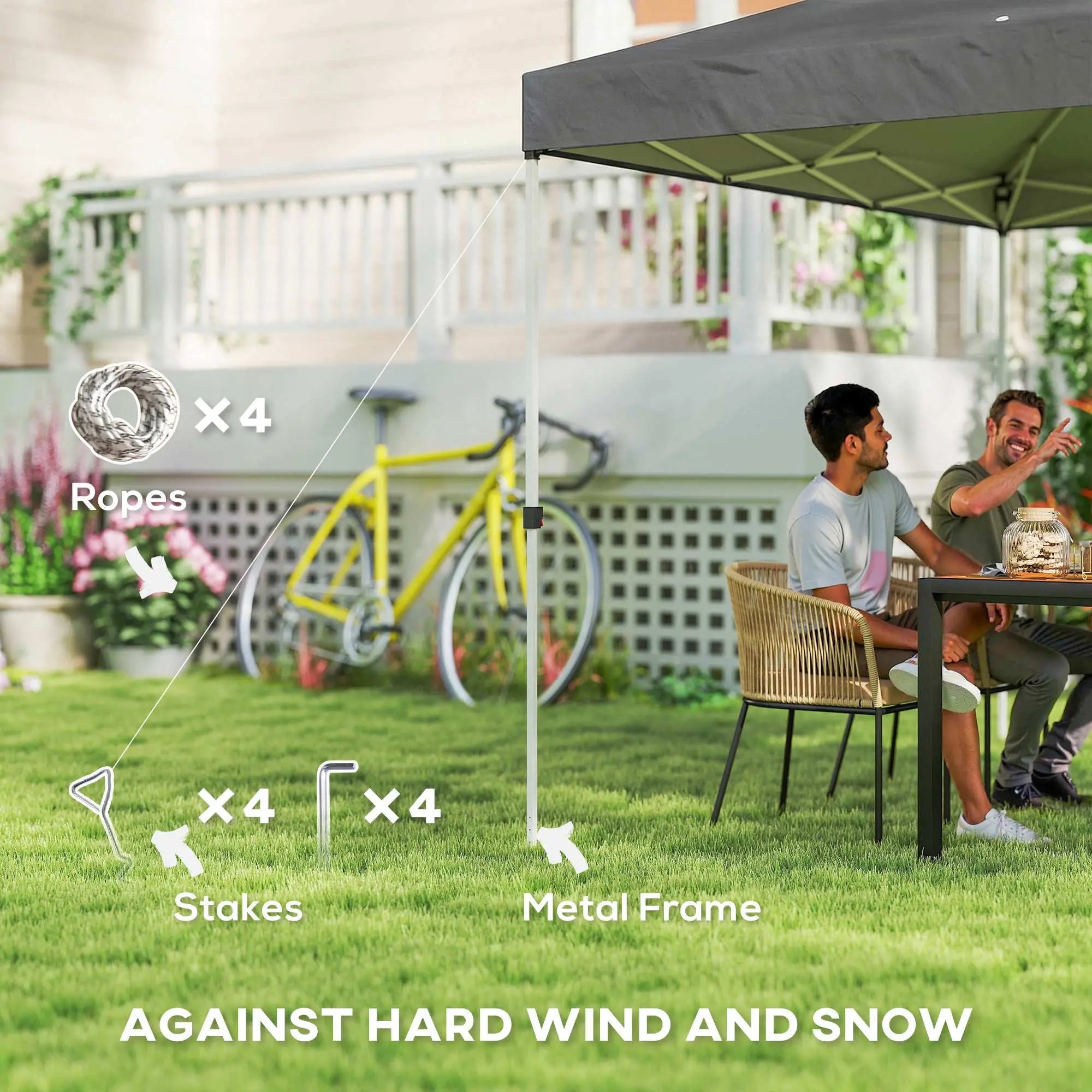 Waterproof Pop Up Canopy Tent, 9.8' x 9.8', Dark Grey Pop Up Canopies at Gallery Canada