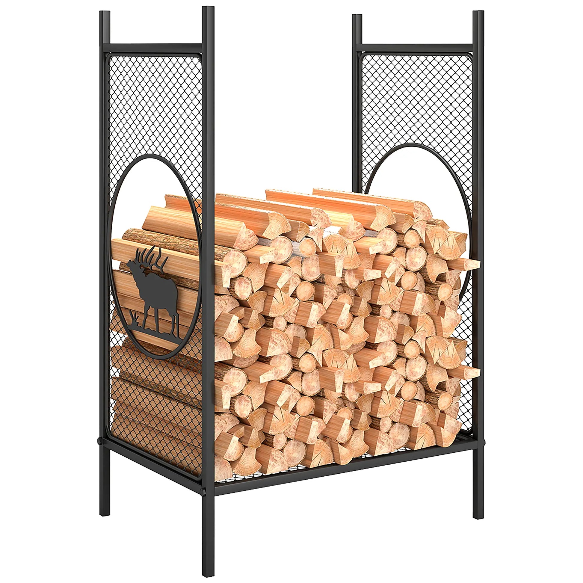 Firewood Rack Outdoor, 19" Heavy Duty Metal Log Holder with Mesh Sides Firewood Racks at Gallery Canada