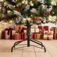 Sapin de Noël épicéa floqué pré-éclairé de 7 pieds, double couleur, télécommande, articulé, double couleur