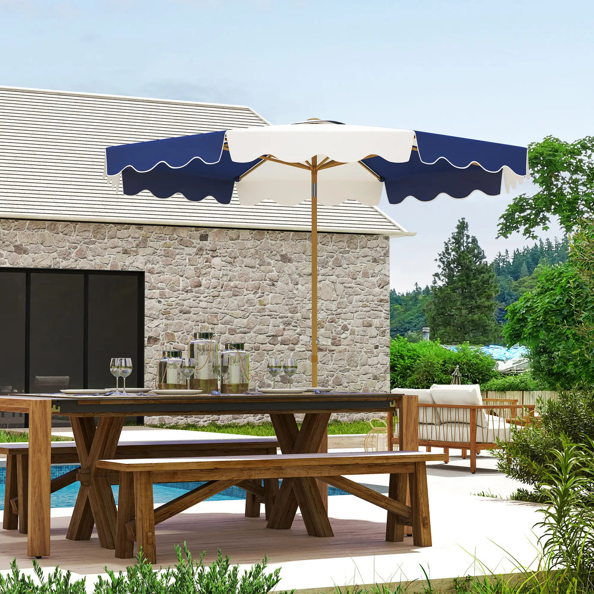 9FT Patio Umbrella, 8 Ribs, Crank & Tilt, UPF 50+, Mixed Color Sun Umbrellas at Gallery Canada