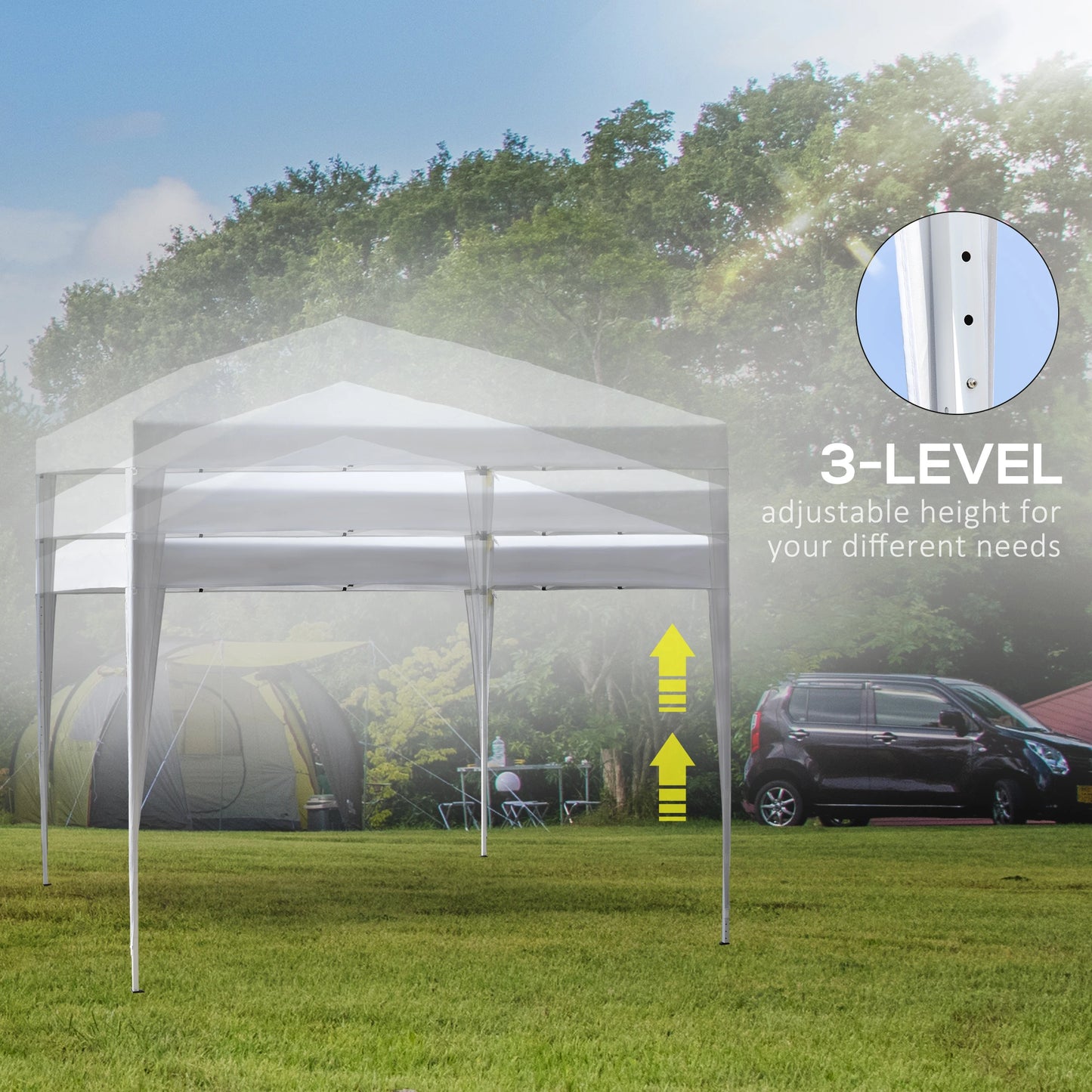 10 x 10ft Folding Pop Up Tent, Outdoor Gazebo Canopy, White Pop Up Canopies at Gallery Canada