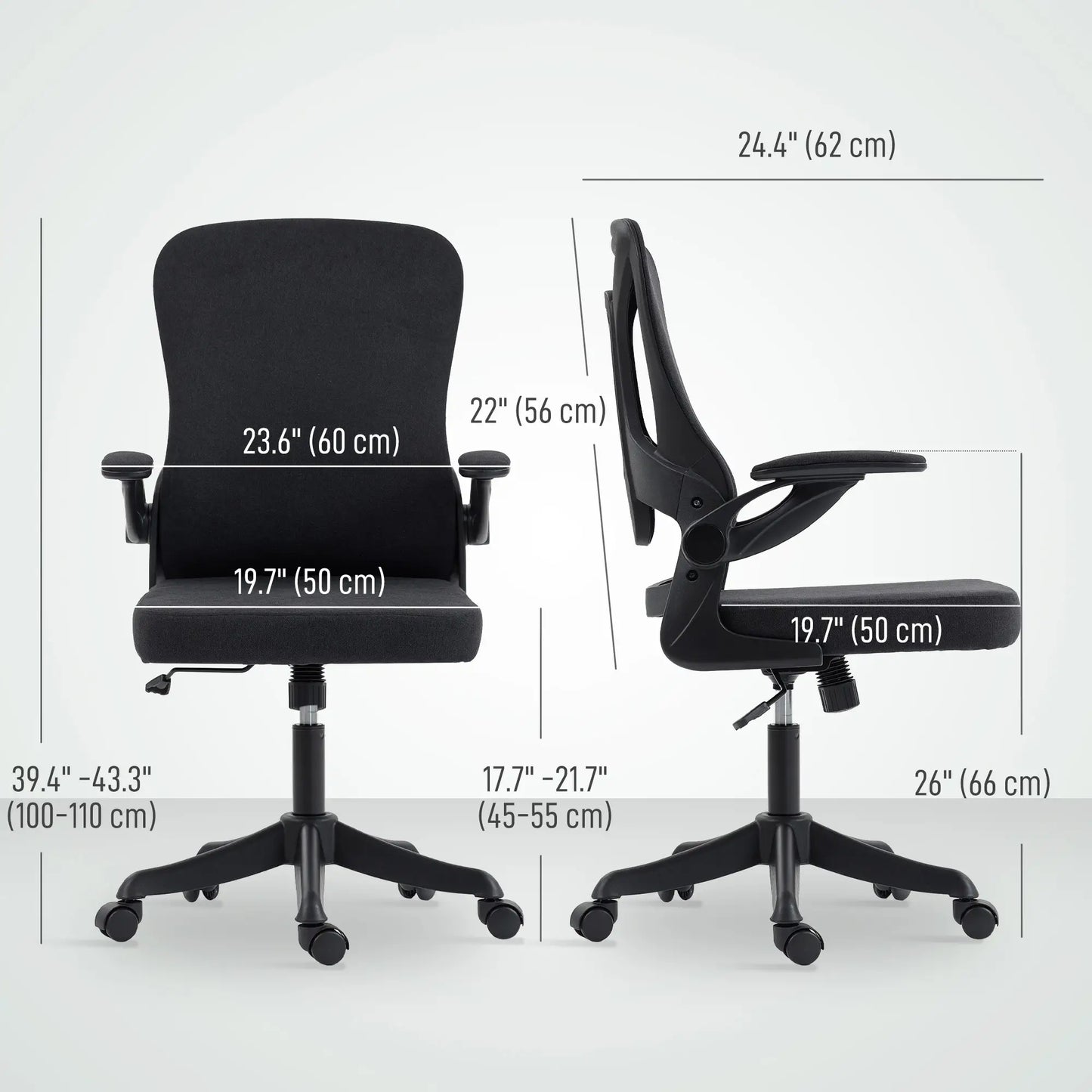 Ergonomic Office Chair, Adjustable Lumbar Support, Flip Up Armrests, Black Task Chairs at Gallery Canada