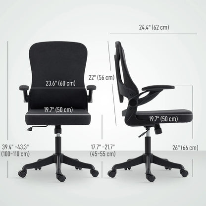 Ergonomic Office Chair, Adjustable Lumbar Support, Flip Up Armrests, Black Task Chairs at Gallery Canada