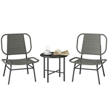 3 Piece Wicker Patio Set, Steel Table, Rattan Outdoor Furniture, Grey Bistro Sets at Gallery Canada