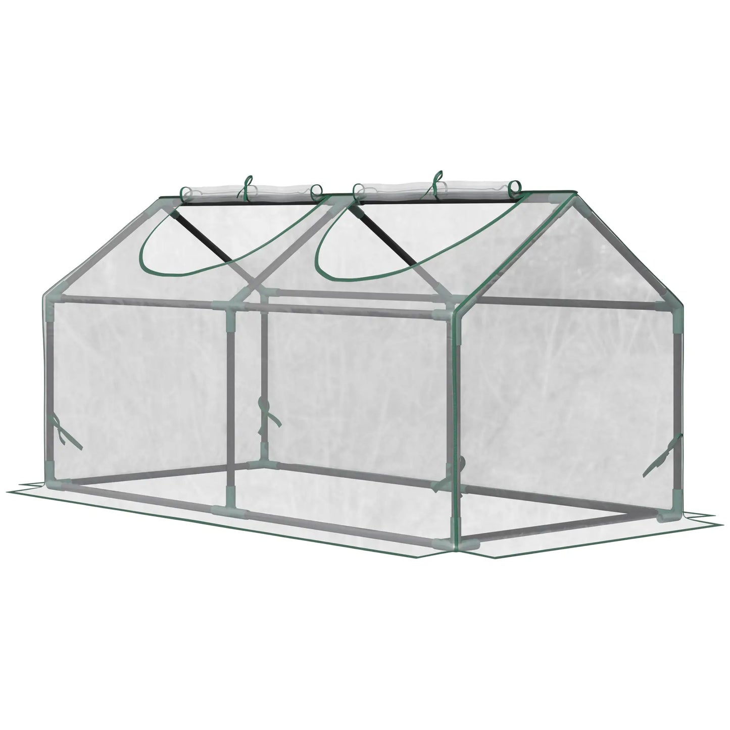 47" x 24" x 24" Mini Tunnel Greenhouse, Steel Frame, 2 Windows, Clear Greenhouses Clear, Dark Green at Gallery Canada