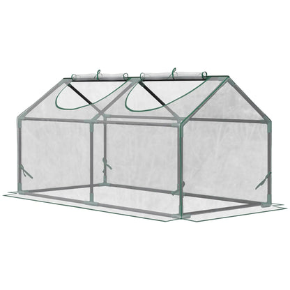 47" x 24" x 24" Mini Tunnel Greenhouse, Steel Frame, 2 Windows, Clear Greenhouses Clear, Dark Green at Gallery Canada