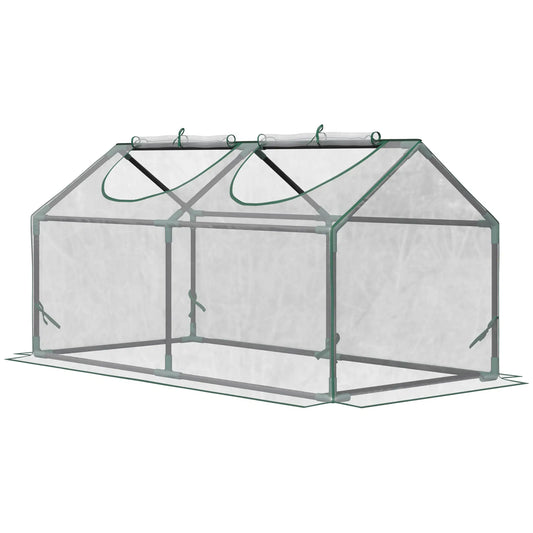 47" x 24" x 24" Mini Tunnel Greenhouse, Steel Frame, 2 Windows, Clear Greenhouses Clear, Dark Green at Gallery Canada