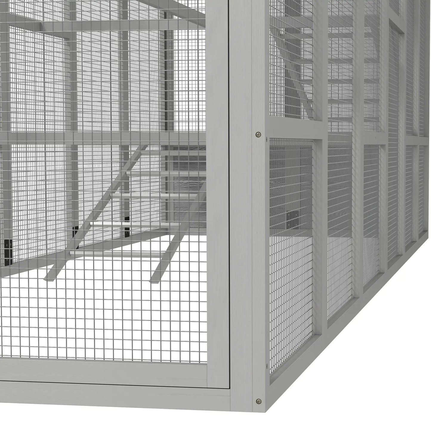 142 Outdoor Wooden Chicken Coop with Run, Ramps, Perches, Grey Chicken Coops at Gallery Canada