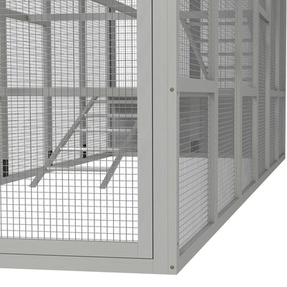 142 Outdoor Wooden Chicken Coop with Run, Ramps, Perches, Grey Chicken Coops at Gallery Canada