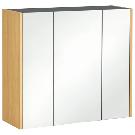 Wall Mounted Medicine Cabinet, Mirror, 3 Doors, Adjustable Shelves, Gray Mirror Medicine Cabinets Grey at Gallery Canada