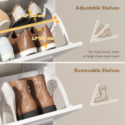 Shoe Cabinet, 2 Flip Drawers, Narrow Storage, White Shoe Storage Cabinets & Racks at Gallery Canada