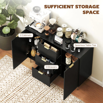 Modern Kitchen Storage Cabinet, 3 Drawers, Adjustable Shelves, Black Bar Cabinets at Gallery Canada