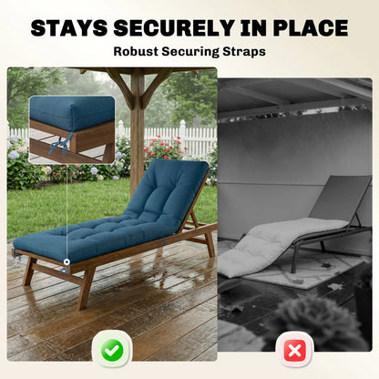 Patio Lounge Chair Cushion, UV50+ with Straps, 78 x 25.6 inch, Blue Patio Chair Cushions at Gallery Canada