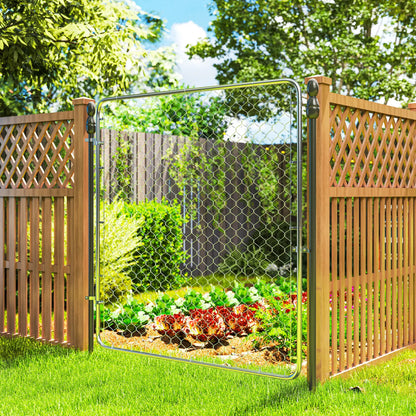 Chain Link Fence Gate, Galvanized Steel Garden Door, 70.9 x 70.9 in., Silver Garden Decor at Gallery Canada