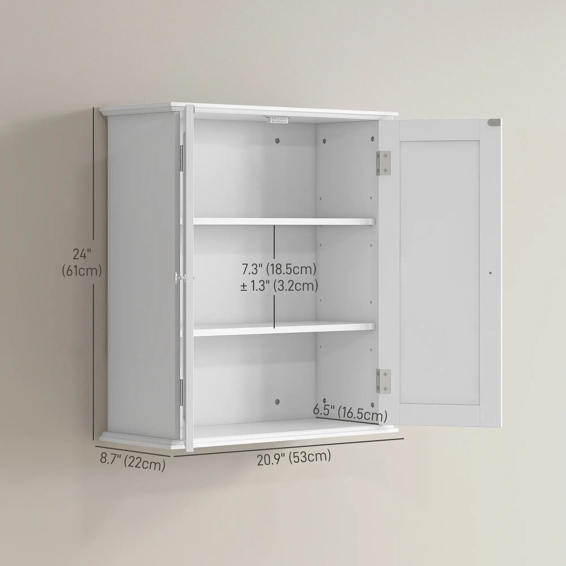 Bathroom Medicine Cabinet, Wall Cabinet with 2 Doors and Adjustable Shelf, Space Saver Over Toilet Cabinet Wall Mounted Cabinets at Gallery Canada