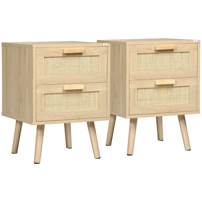 Boho Nightstand Set of 2, Side Table with 2 Drawers, Living Room, Bedroom Bedside Tables at Gallery Canada