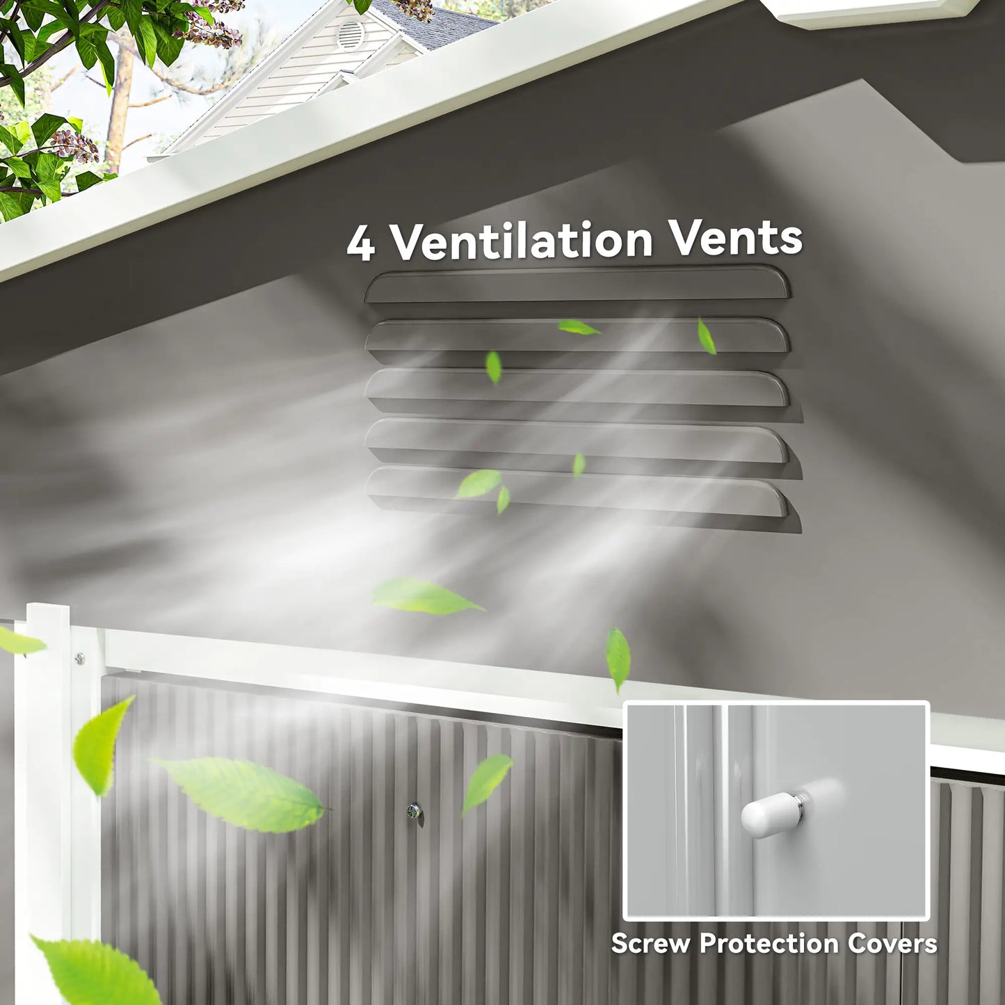 8' x 6' Metal Storage Shed, Lockable Doors, Vents, Light Grey Sheds at Gallery Canada