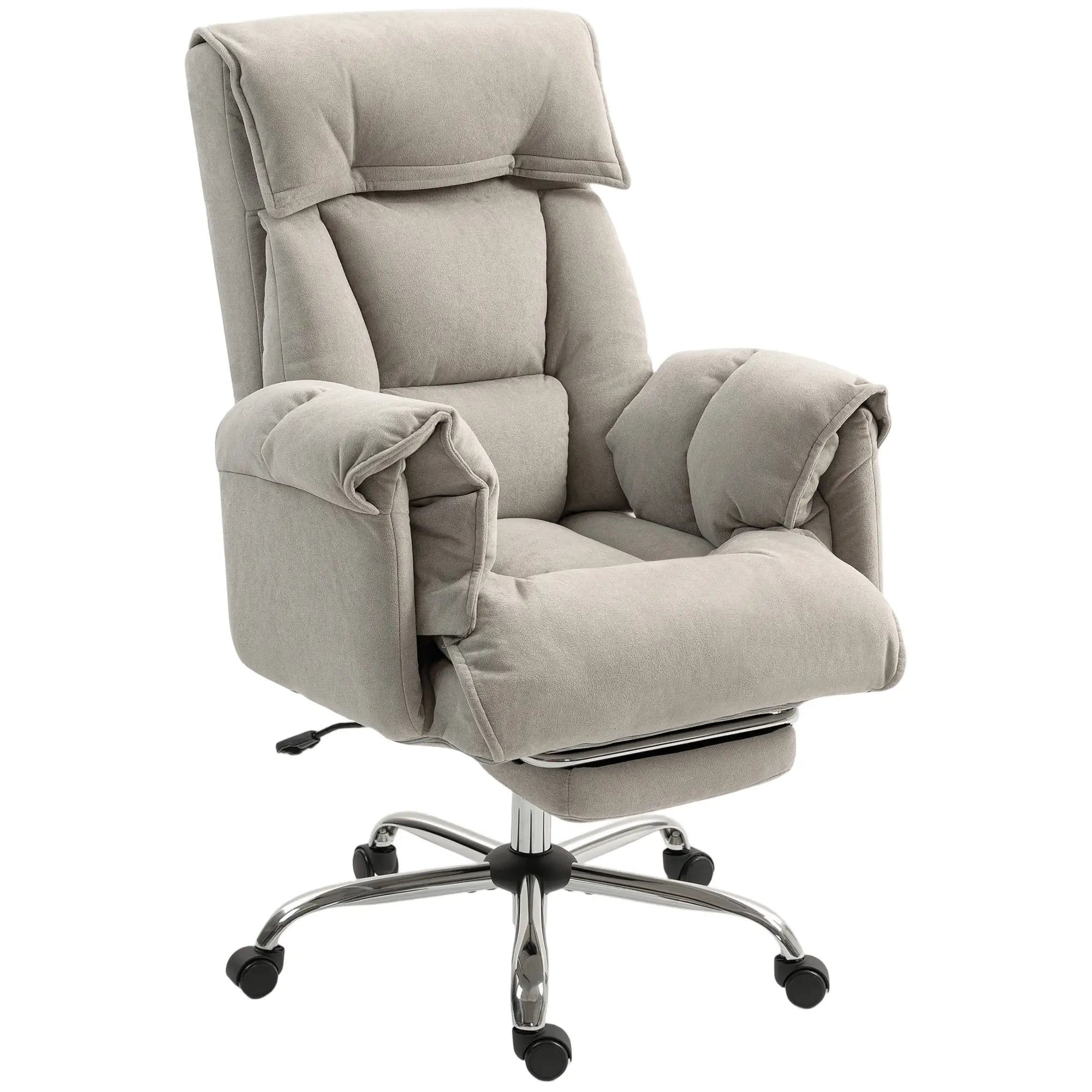 High Back Office Chair, Reclining with Footrest, High Resilience Foam, Swivel Wheels, Light Grey Executive & Manager Chairs Light Grey at Gallery Canada