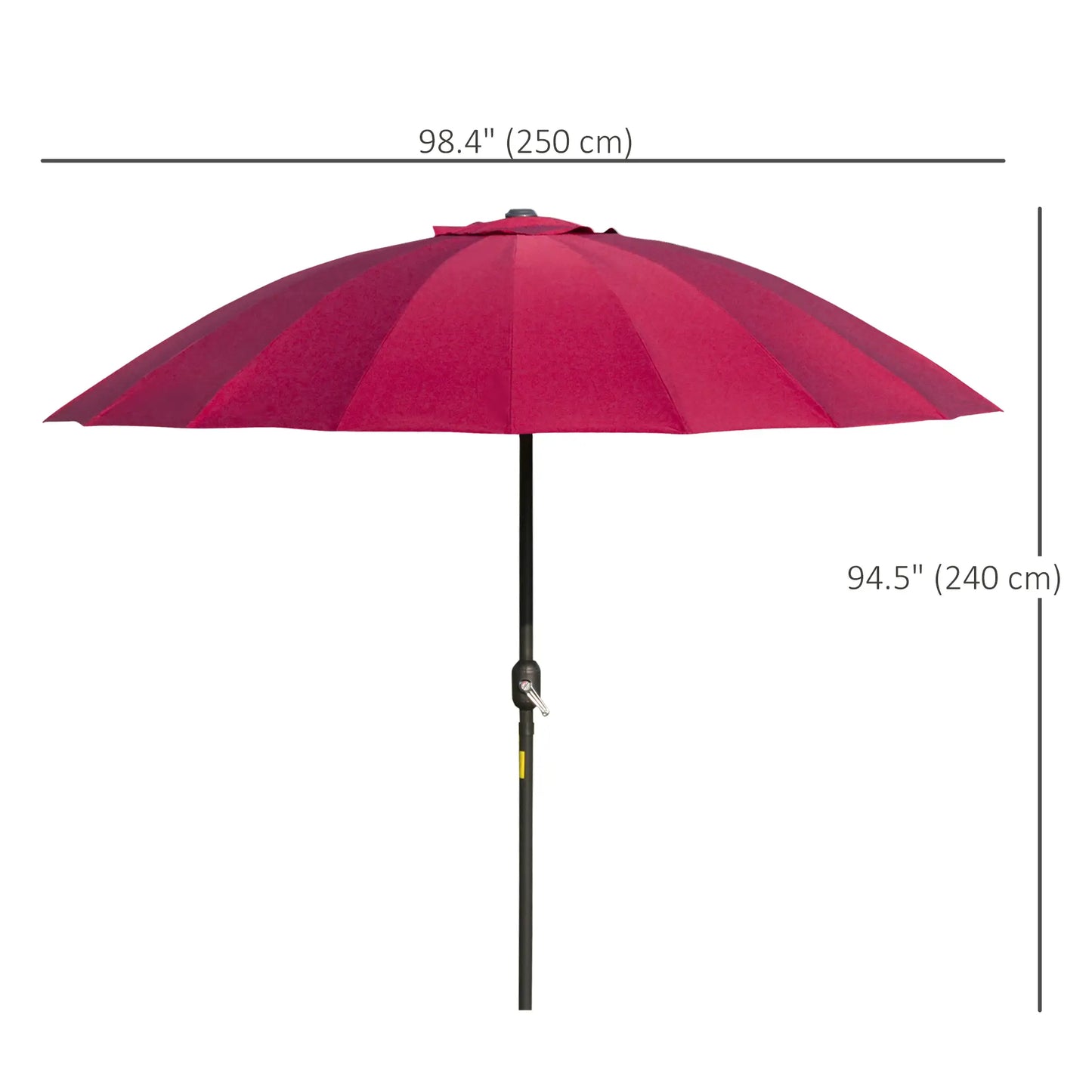 8ft Garden Parasol, Crank & Tilt, Adjustable Sun Shade, Wine Red Patio Umbrellas at Gallery Canada