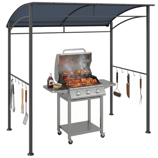7' x 5' BBQ Grill Gazebo Tent, Steel Frame, Grey BBQ Grill Gazebos Grey at Gallery Canada
