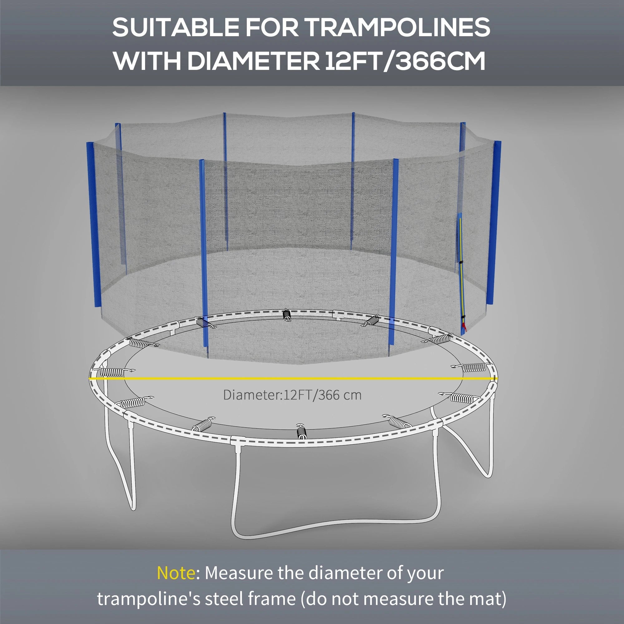 Trampoline Net Enclosure, Replacement with Zippered Entrance for 12ft Round Trampolines at Gallery Canada