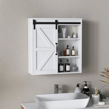 White Medicine Cabinet, Sliding Door, Adjustable Shelf, 22.8" x 7.8" x 24.4", White Wall Mounted Cabinets at Gallery Canada