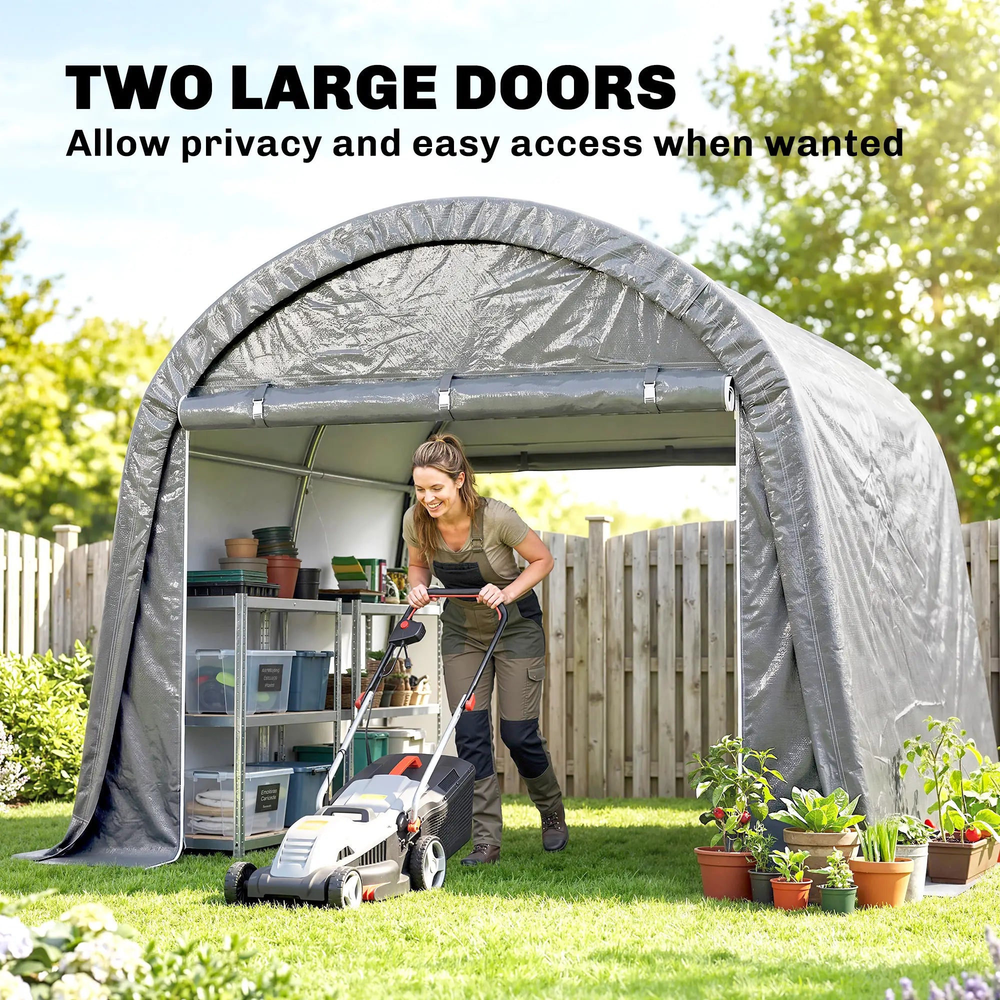10' x 10' Outdoor Storage Tent, Heavy Duty Waterproof, Light Grey Sheds at Gallery Canada