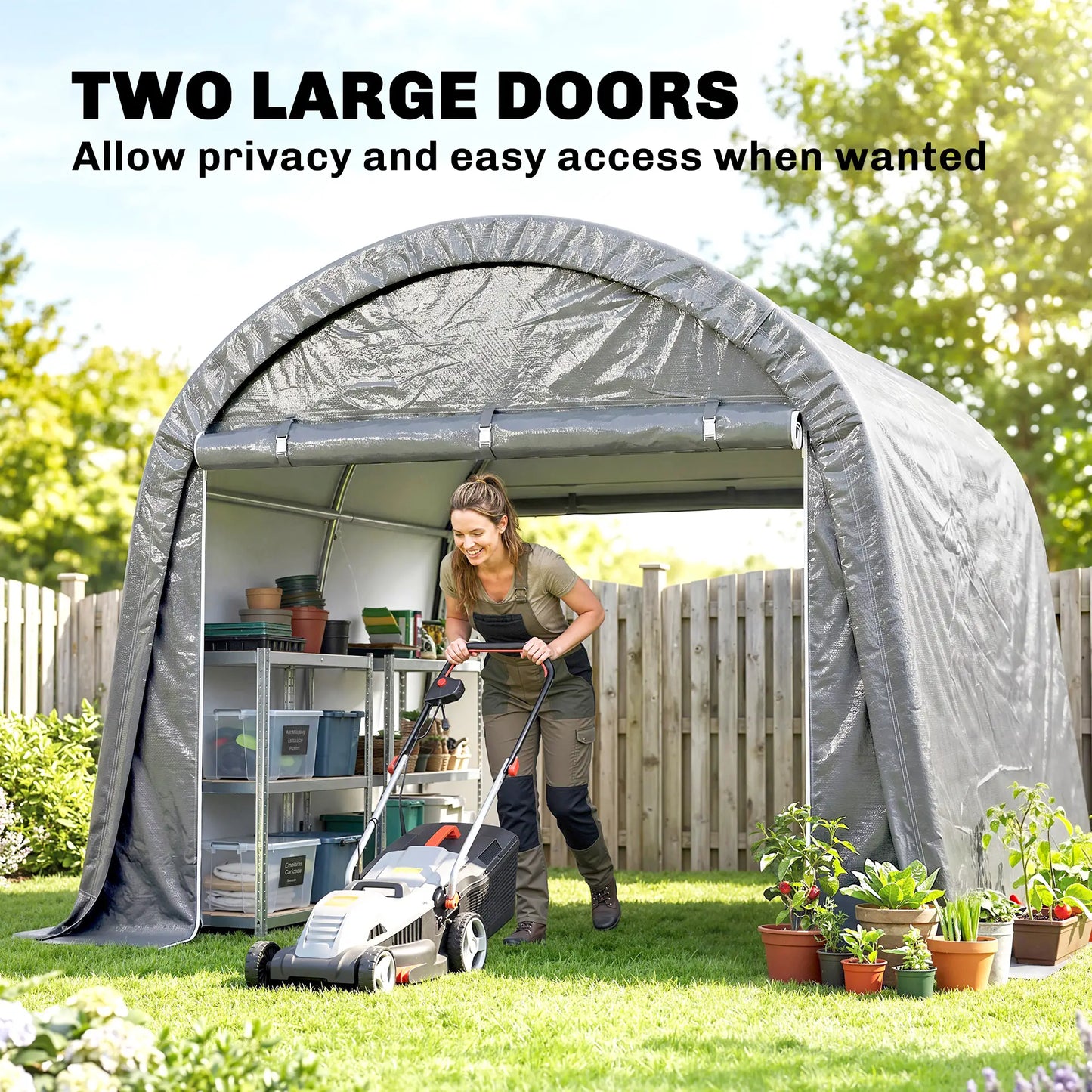 10' x 10' Outdoor Storage Tent, Heavy Duty Waterproof, Light Grey Sheds at Gallery Canada