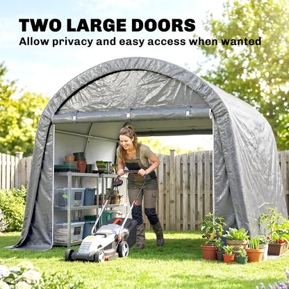 10' x 10' Outdoor Storage Tent, Heavy Duty Waterproof, Light Grey Sheds at Gallery Canada