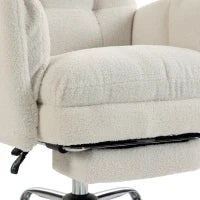 Chaise de bureau en molleton Teddy, fauteuil de direction, blanc crème, blanc crème