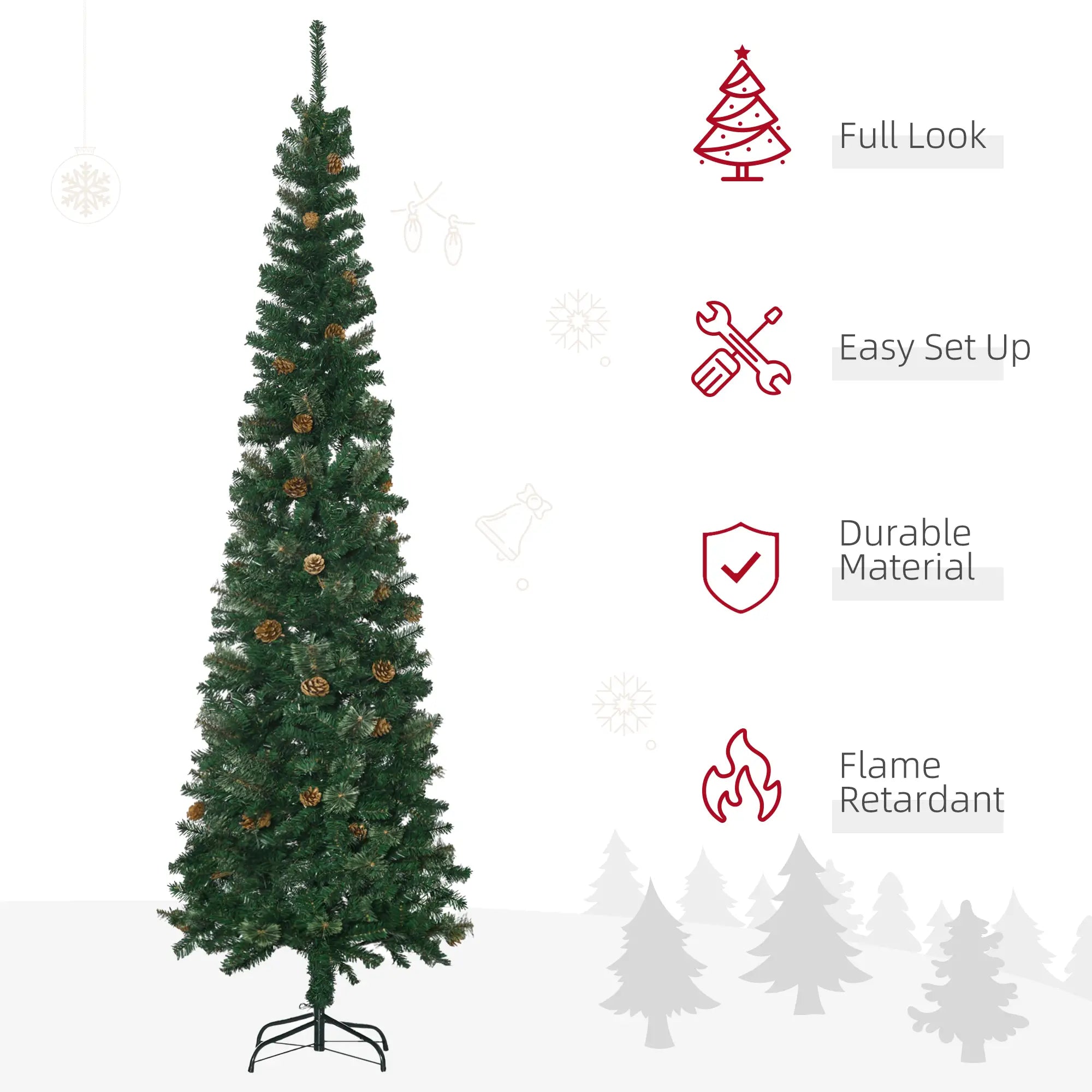 7.5ft Pencil Christmas Tree, Artificial, Pine Needles, Realistic Branches, Green Pencil Christmas Trees at Gallery Canada