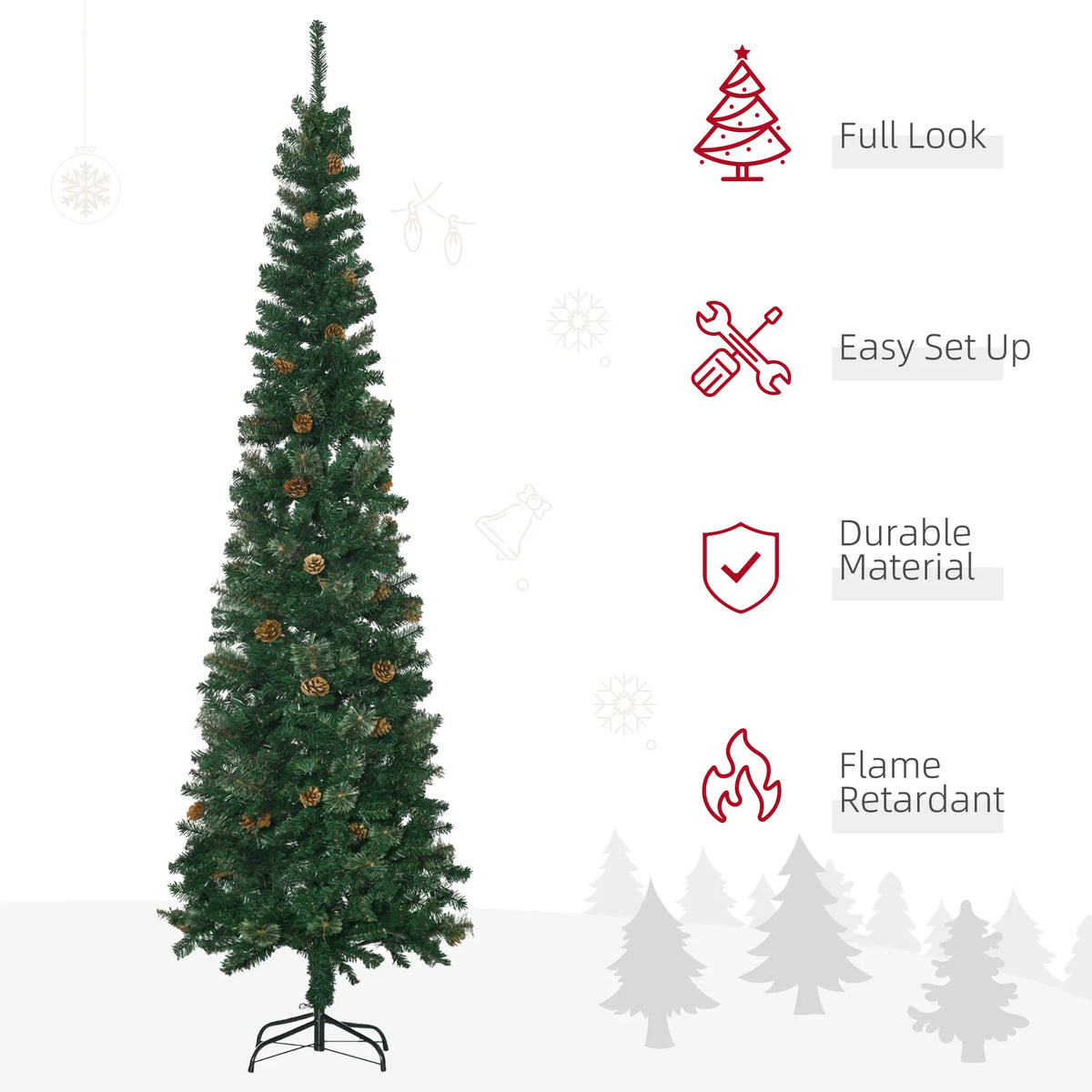 7.5ft Pencil Christmas Tree, Artificial, Pine Needles, Realistic Branches, Green Pencil Christmas Trees at Gallery Canada