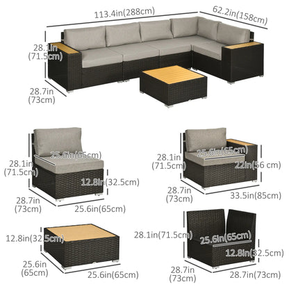 6-Piece Outdoor Rattan Patio Set, Corner Sofa, WPC Table, Light Grey Patio Furniture Sets at Gallery Canada