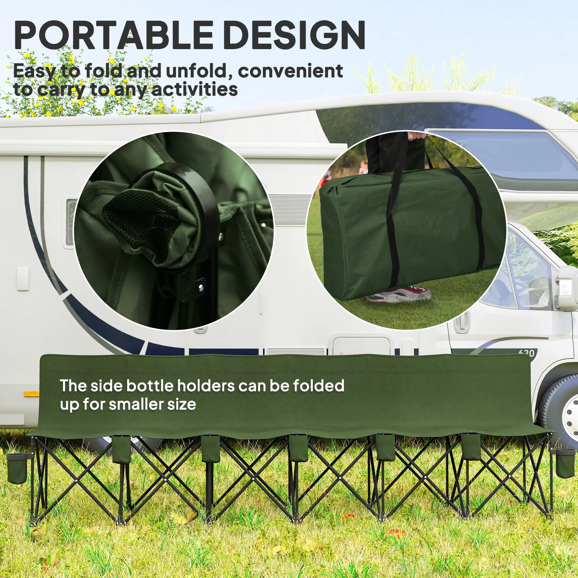 6 Seat Folding Camping Chair, Cup Holder, Carrying Case, Dark Green Picnic Tables & Camping Chairs at Gallery Canada
