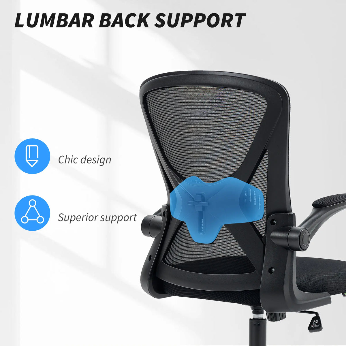 Mesh Office Chair, Swivel Desk Chair, Lumbar Support, Adjustable Height, Flip-Up Arm, Black Office Chairs at Gallery Canada