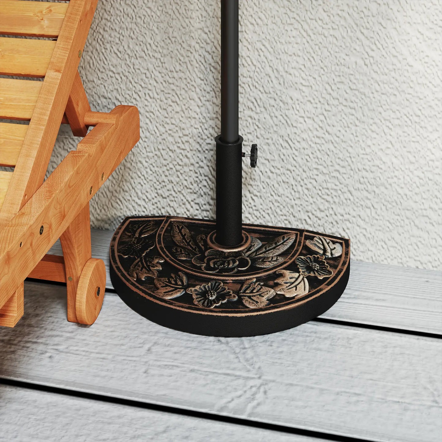 20 lbs Half Round Patio Umbrella Base, 20", Outdoor Resin Stand, Bronze Umbrella Bases at Gallery Canada
