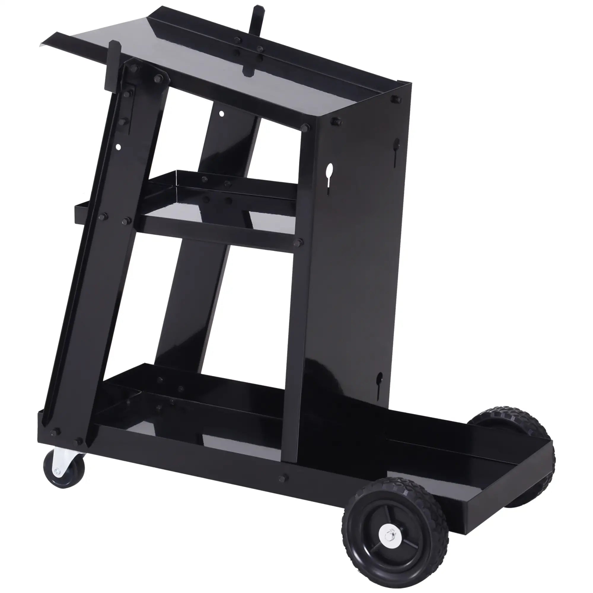 3 Tier Welding Cart, Welder Trolley, Garage Cart for Tanks Gas Bottles, Black Tool Organizers at Gallery Canada