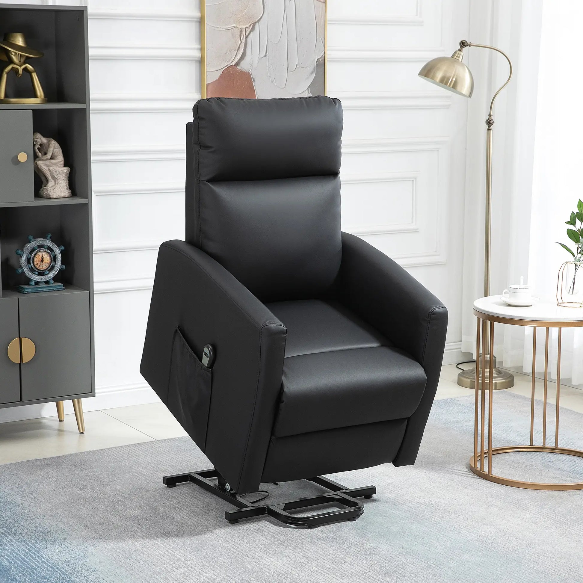 Power Lift Recliner Chair, Remote Control, Side Pocket, Black Electric Power Lift Chairs at Gallery Canada