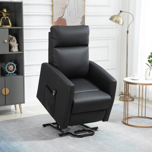 Power Lift Recliner Chair, Remote Control, Side Pocket, Black Electric Power Lift Chairs Black at Gallery Canada