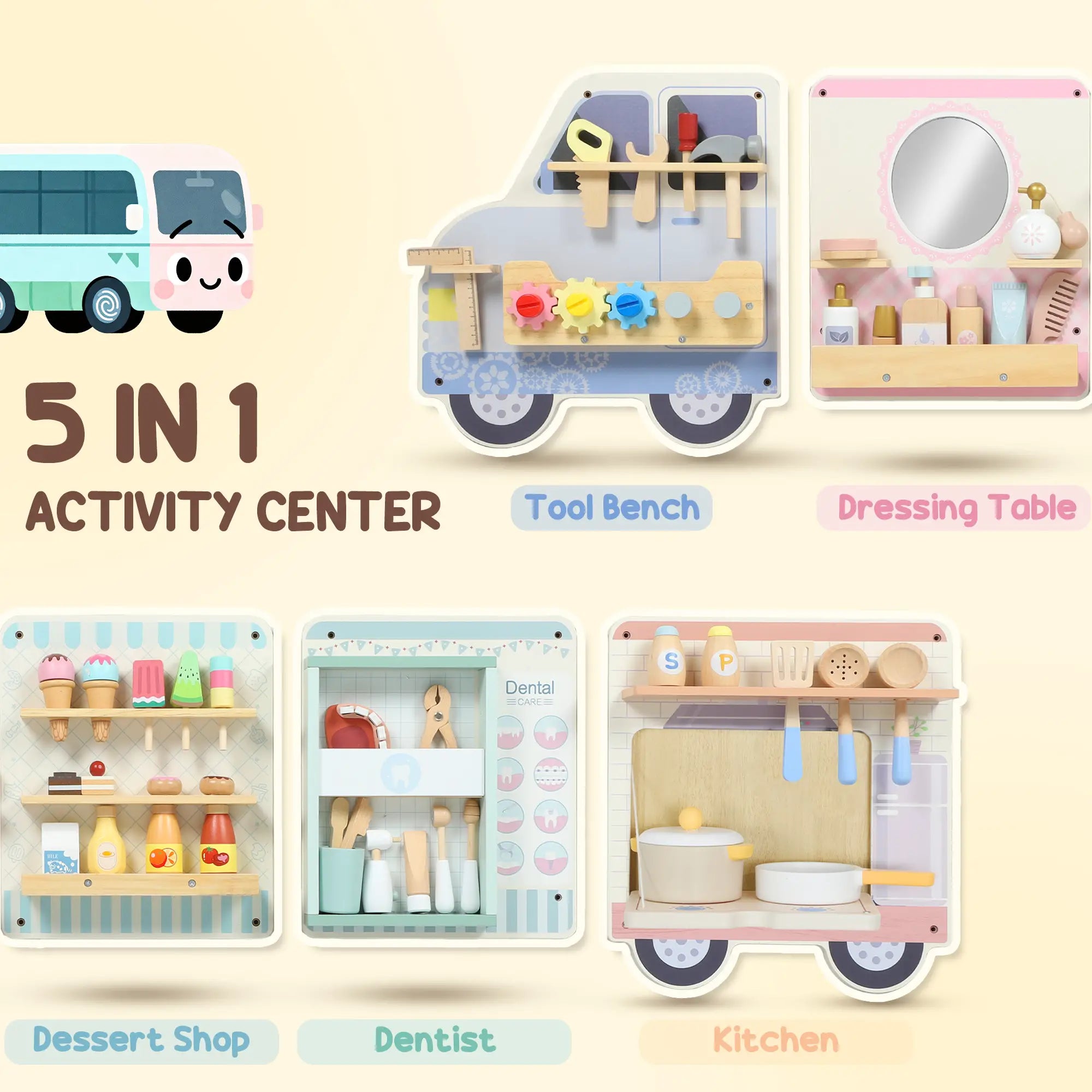 Wall Busy Board, 5 Activities Sensory Toy for Kids 3+ Years Toy Playsets at Gallery Canada