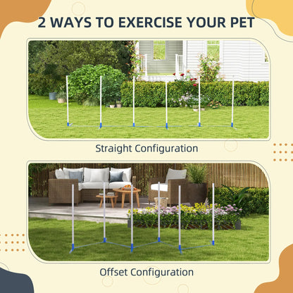 Adjustable Dog Agility Training Set, Weave Poles, Storage Bag, Blue and White Dog Agility Training Equipment at Gallery Canada
