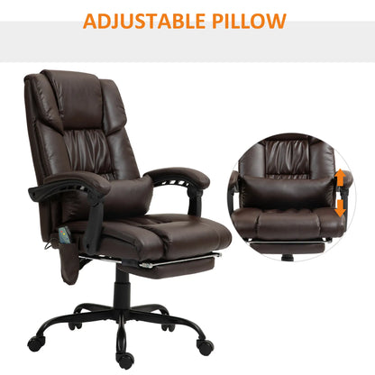 6-Point Vibration Massage Chair, Height Adjustable, Reclining, Brown Executive & Manager Chairs at Gallery Canada