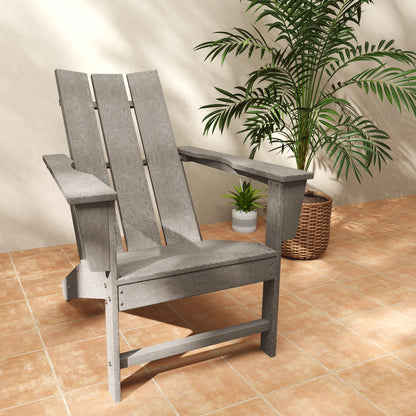 HDPE Plastic Adirondack Chair, High Back, Wide Armrests, Dark Grey Patio Chairs at Gallery Canada