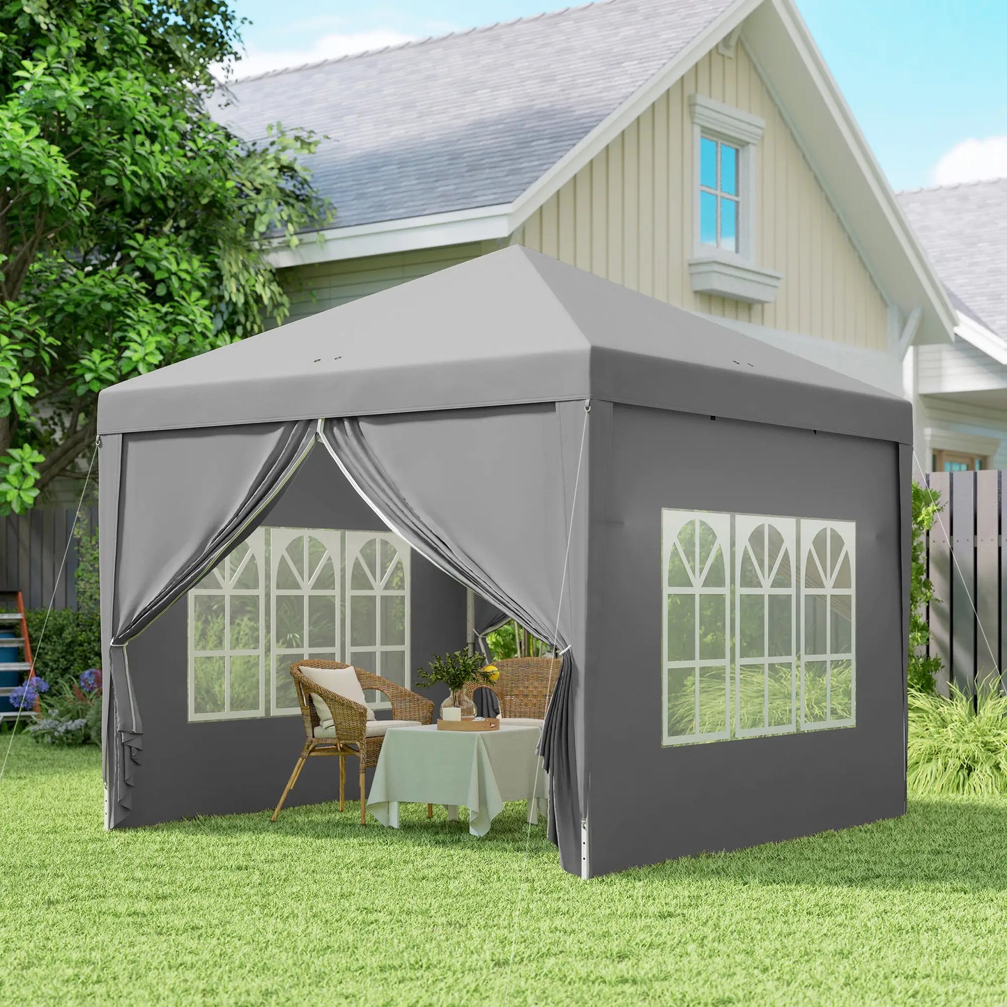 10'x10' Light Grey Outdoor Pop Up Party Tent Wedding Gazebo Canopy, Light Grey Pop Up Canopies at Gallery Canada