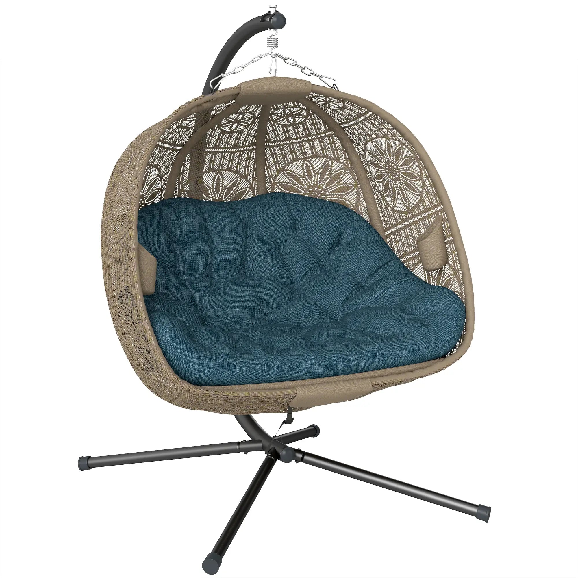 Hanging Egg Chair With Stand, Dark Grey Patio Swings with Stand at Gallery Canada